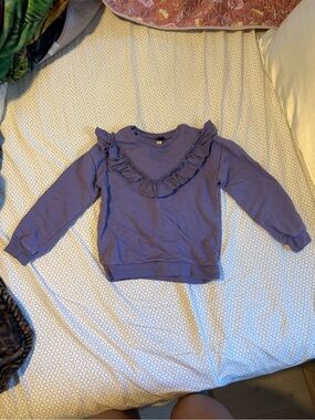 Tea Collection Purple Ruffle-Front Sweatshirt